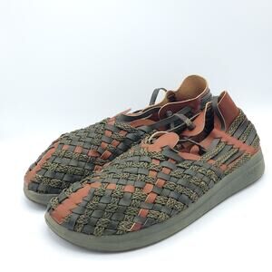 Malibu Sandals X Missoni green tan woven soft leather men's size 12
